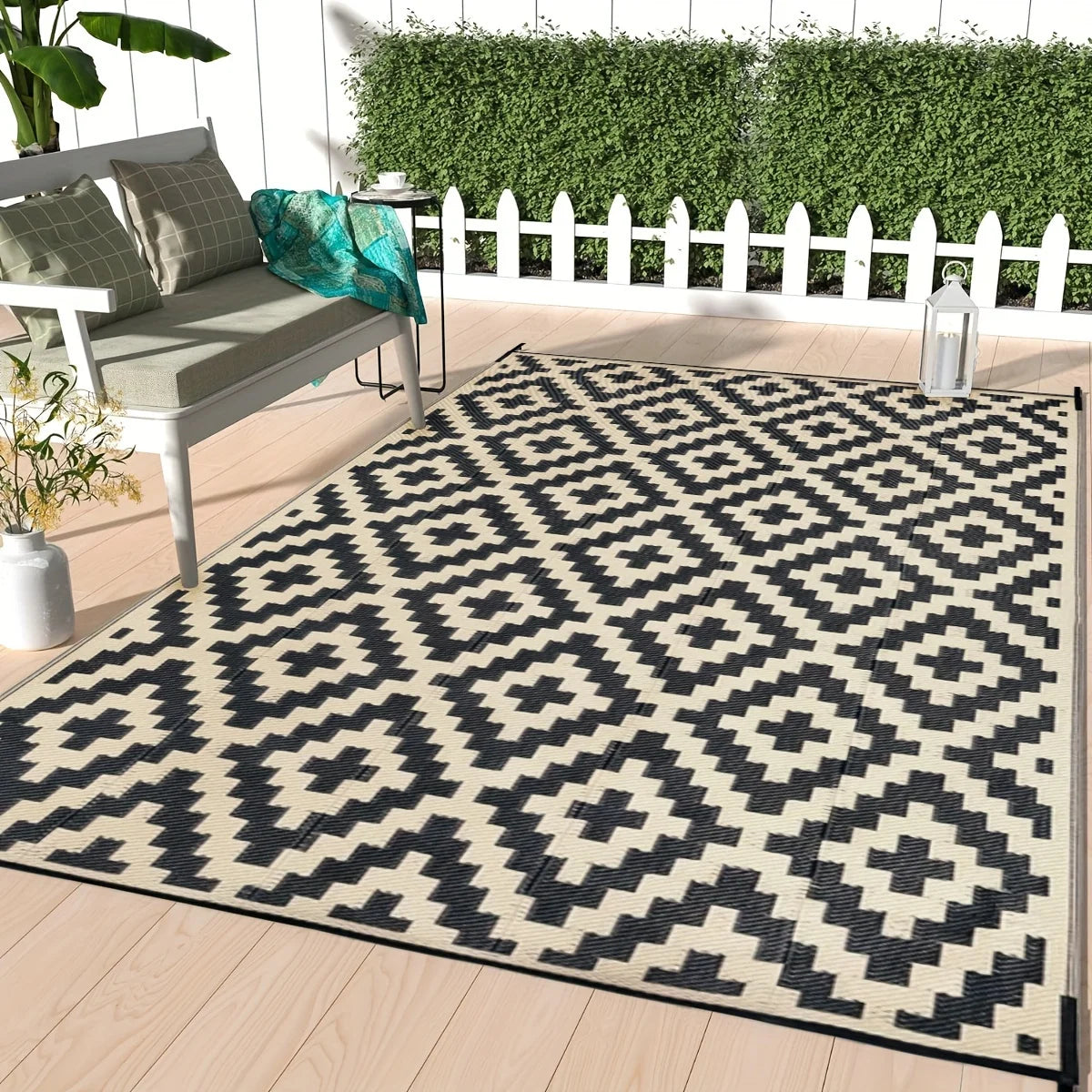 Double-Sided Waterproof Reversible Plastic Mats Modern Large Floor Mats and Rugs Durable PP Material Camping Picnic Mat