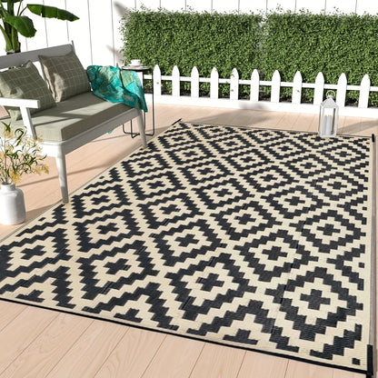 Double-Sided Waterproof Reversible Plastic Mats Modern Large Floor Mats and Rugs Durable PP Material Camping Picnic Mat