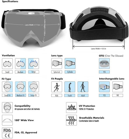 Motocross Dirt Bike Motorcycle Goggles for Youth and Adult | UV400 Windproof Dustproof,Offroad ATV MX General Riding Goggles,With Adjustable Strap
