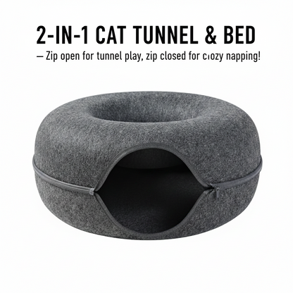 Donut Cat Tunnel Bed Pets House Natural Felt Pet Cat Cave Interactive Toys rounds