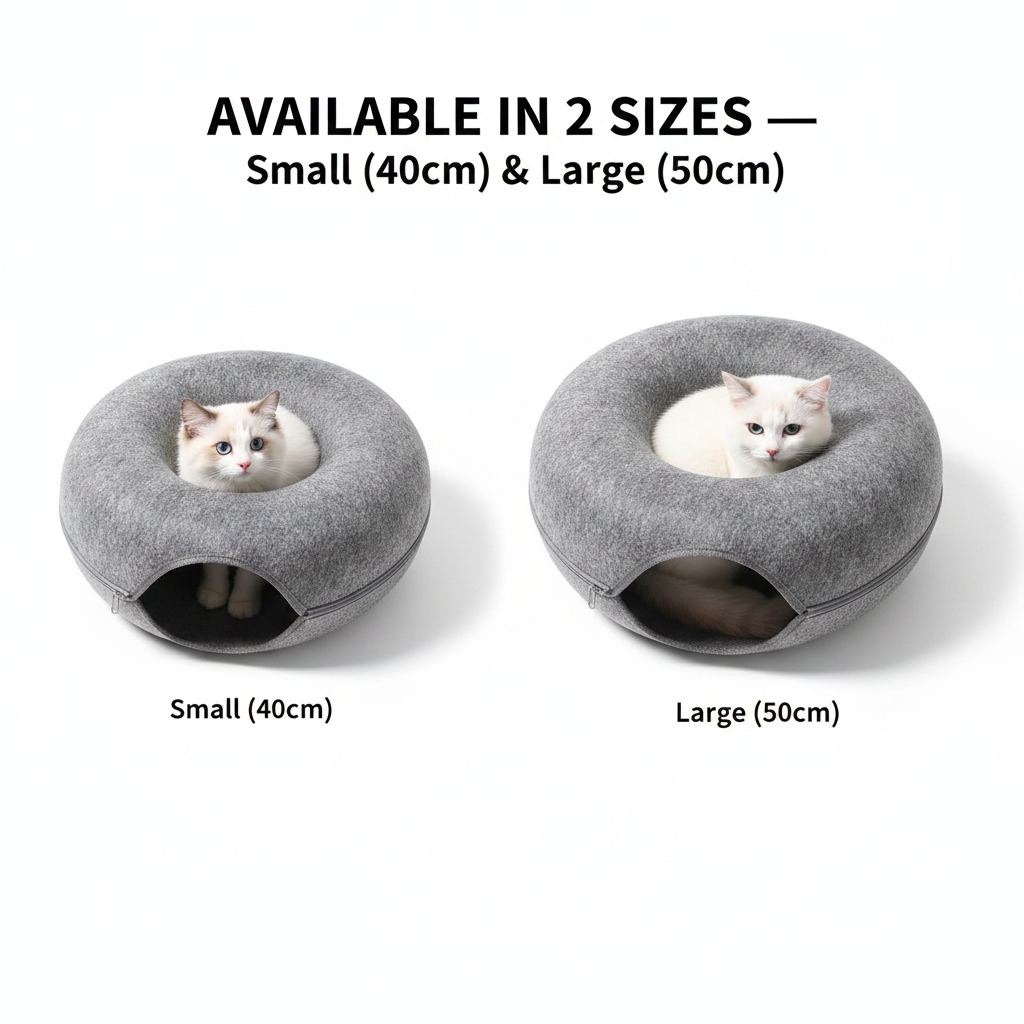Donut Cat Tunnel Bed Pets House Natural Felt Pet Cat Cave Interactive Toys rounds