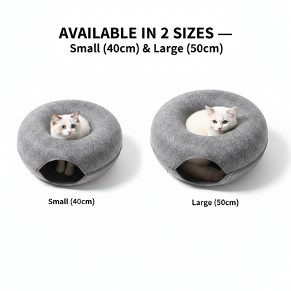 Donut Cat Tunnel Bed Pets House Natural Felt Pet Cat Cave Interactive Toys rounds