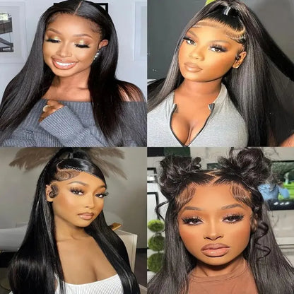 Lush Haute Synthetic Lace Front Wig 13X4 Lace Front Wigs Pre Plucked Long Straight Natural Black Wigs for Black Women 24Inch Ready to Wear Wigs with Baby Hair