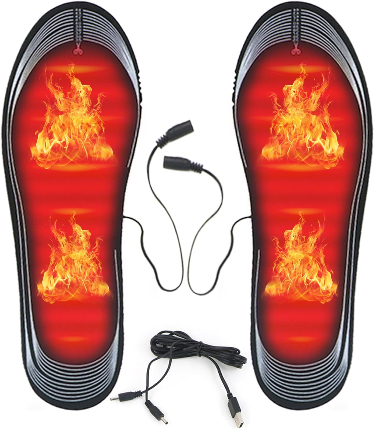 USB Heated Insoles Rechargeable Heating Insoles Multiple Sizes Electric Foot Warmer Mat for Camping, Fishing, Hiking