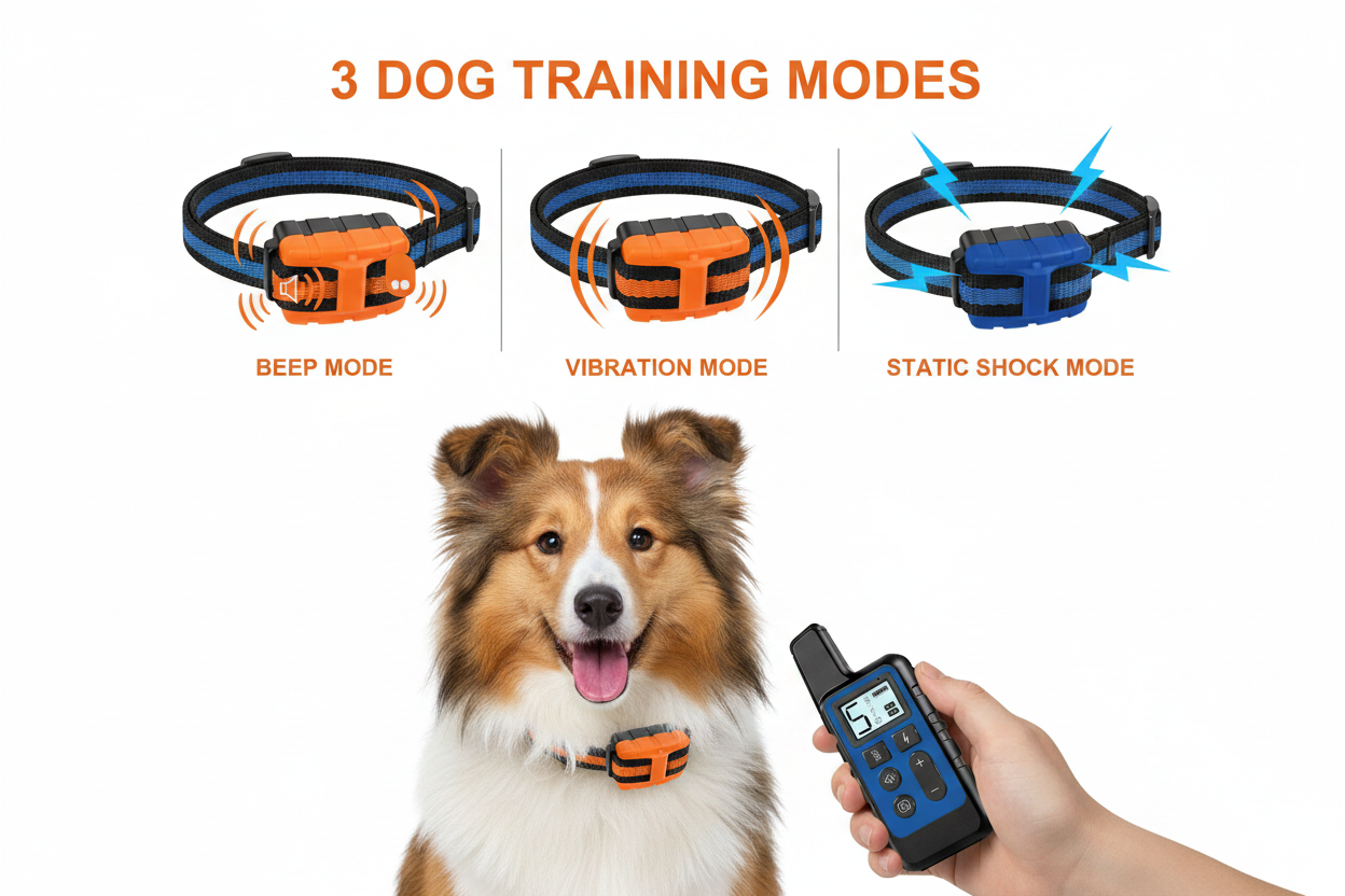 Anti Bark Dog Collar Electric Shock Vibration Sound with LED for Small Large Dogs