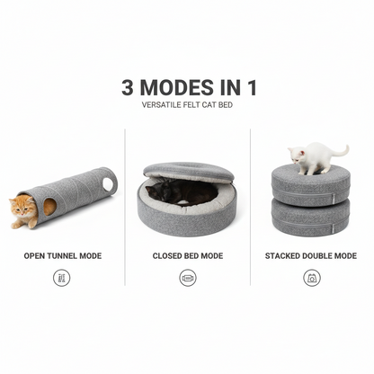 Donut Cat Tunnel Bed Pets House Natural Felt Pet Cat Cave Interactive Toys rounds