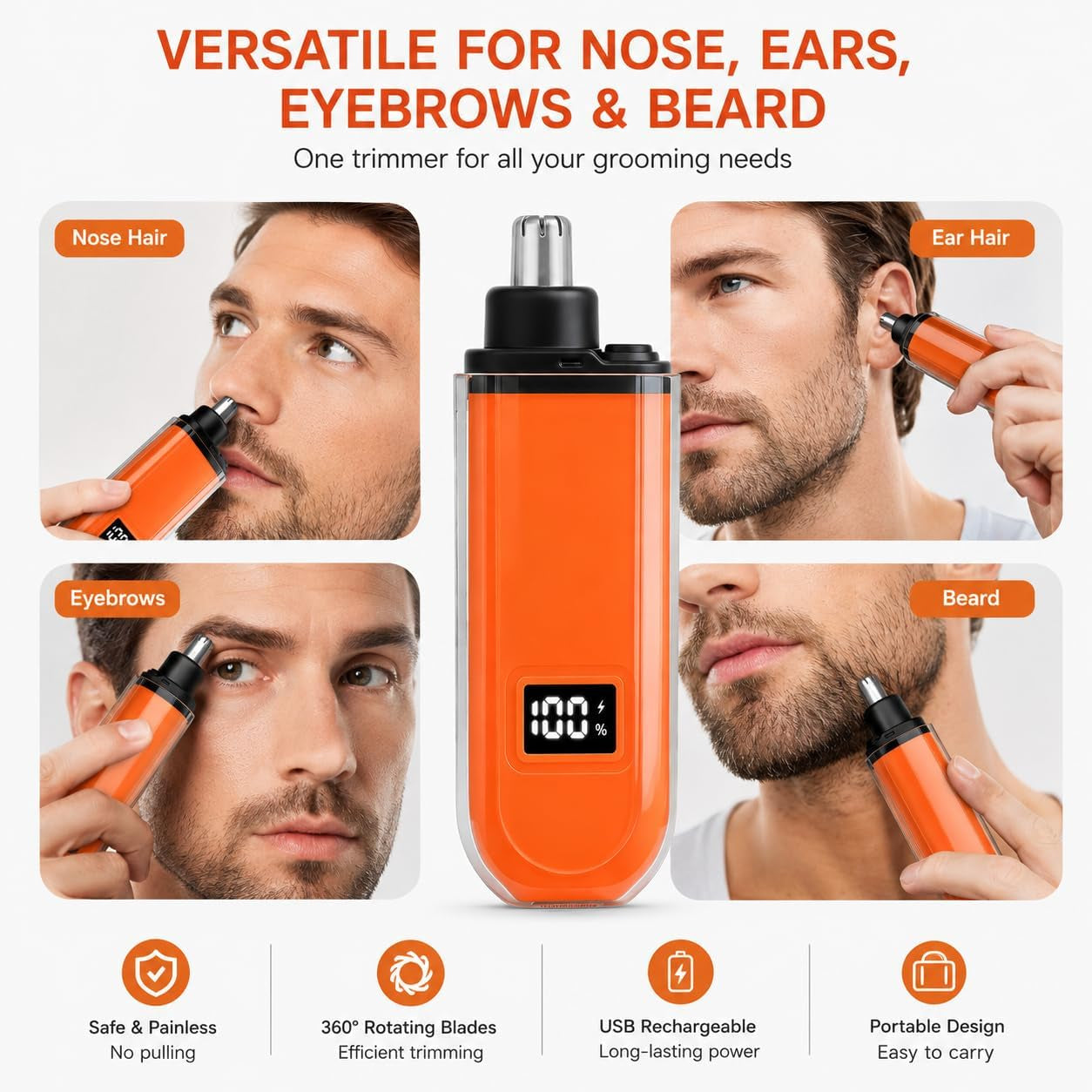 Electric Nose Hair Trimmer for Men Women, Rechargeable Mini Travel Trimmer for Nose and Ear Hair Clippers Portable Trimming with LED Display, Gift Choice