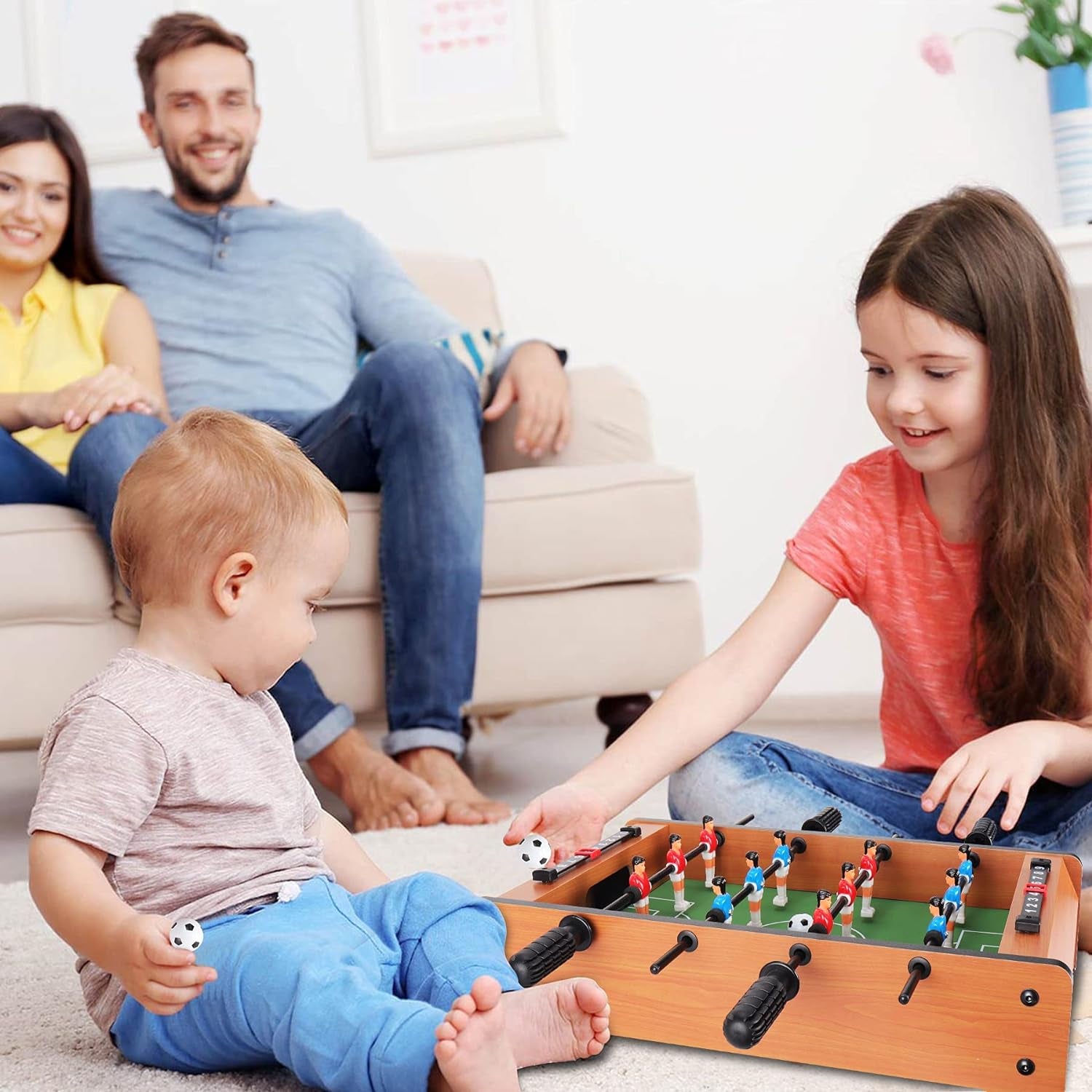Mini Foosball Table (Upgrade) 20-Inch Foosball Table Adult Size Top Football/Soccer Game Table Easy to Store