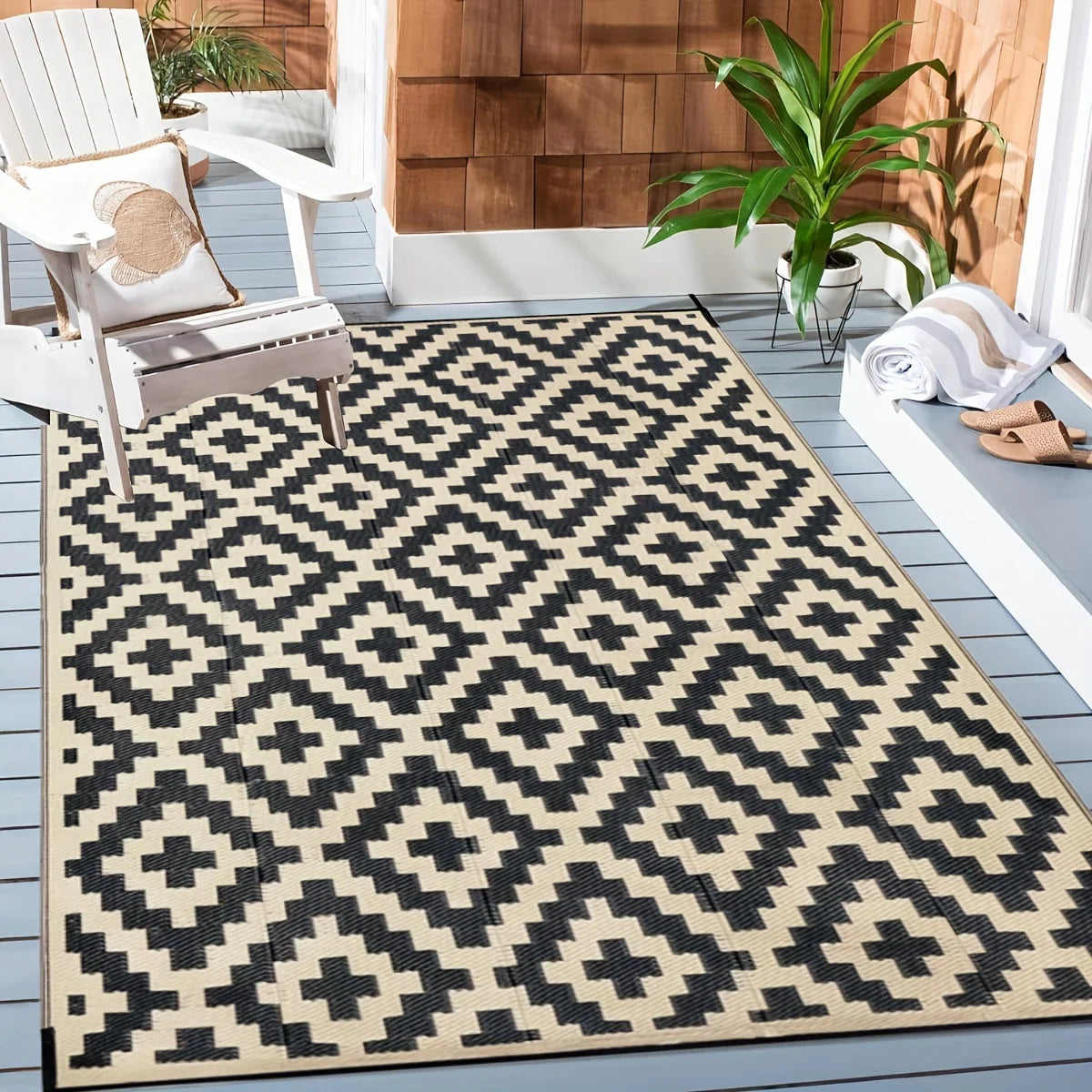 Double-Sided Waterproof Reversible Plastic Mats Modern Large Floor Mats and Rugs Durable PP Material Camping Picnic Mat