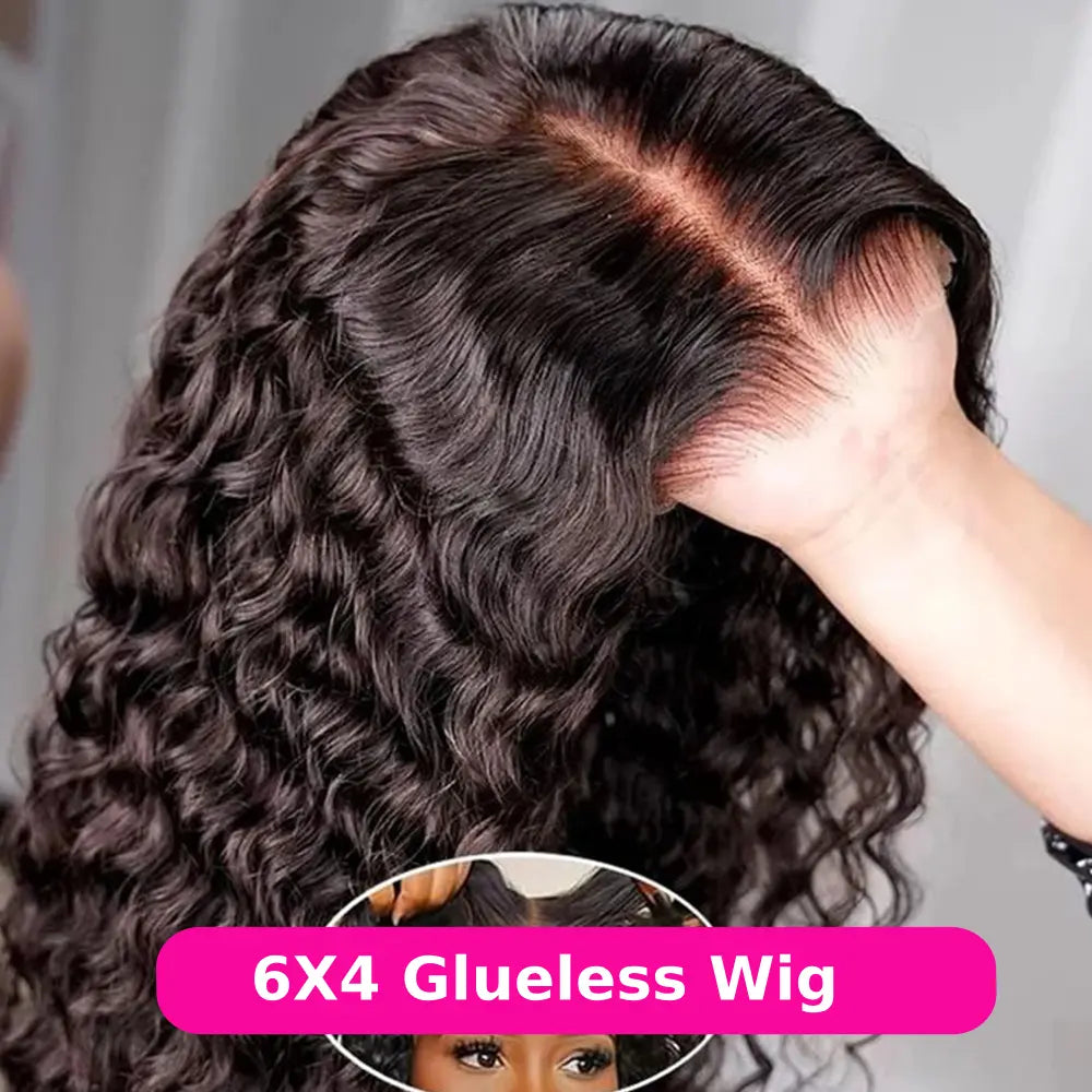 [28" = $117] 13X6 Deep Wave Lace Front Wig Human Hair 180 Density Wet and Wavy 13X4 Lace Frontal Wig Brazilian Burmese Curly Human Hair Wigs Pre Plucked Deep Curly 6X4 Glueless Wig 100% Virgin Human Hair Wigs Bling Hair Long Versatility Slight Shedding