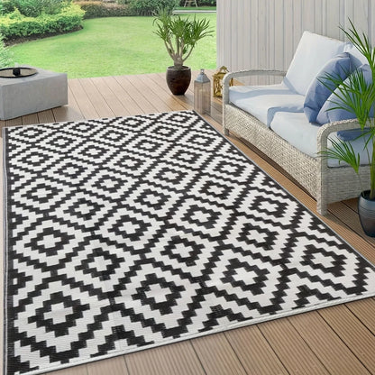 Double-Sided Waterproof Reversible Plastic Mats Modern Large Floor Mats and Rugs Durable PP Material Camping Picnic Mat