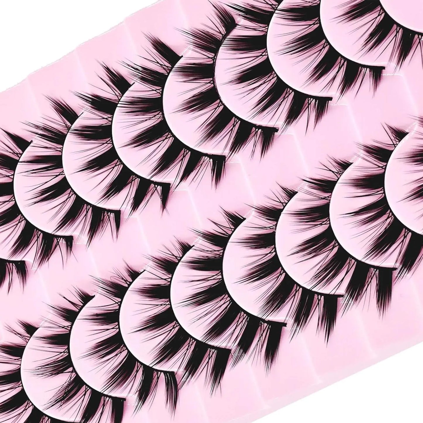 Manga Style Cat Eye Look Volumized False Eyelashes, 10 Pairs Spiky Cluster Lashes, Natural Curl Eye Makeup Strip Lashes, Eyelash Clusters for Women/ Girls Eyelash Extensions for Cosplay & Party, DIY Cluster Lashes