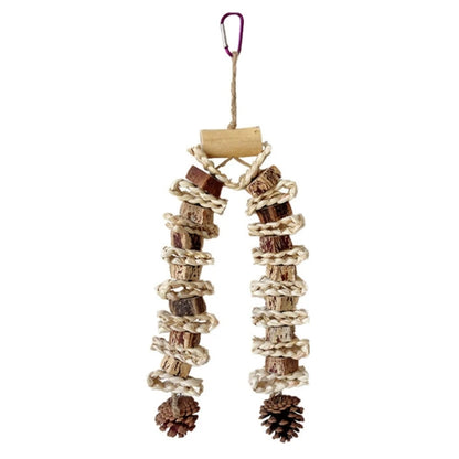 Large Bird Toy Birdcage Hangingtoy Naturalpinecone Block Parrot Chewing Toy Climbing Swing Toy for Lovebirds Cockatoos