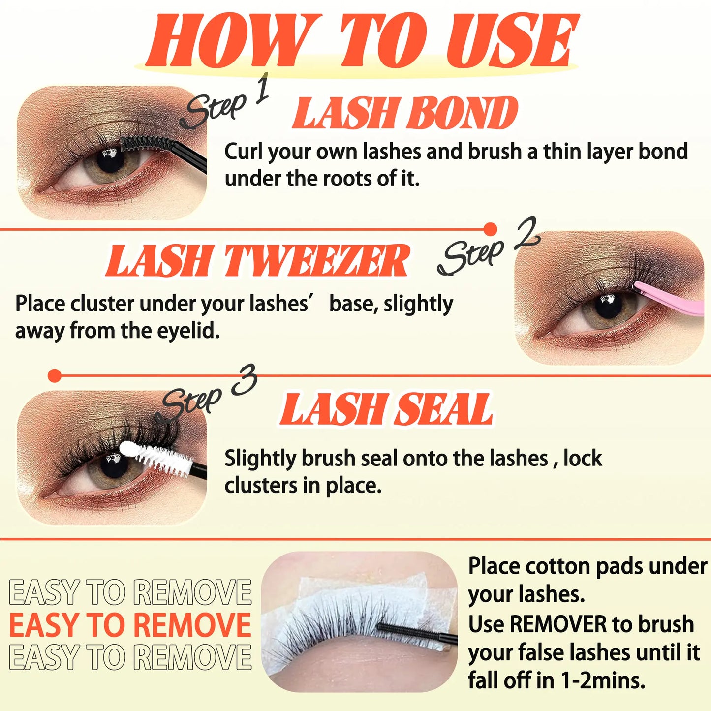 Lash Clusters Kit Natural Individual Lashes Wispy Eyelash Extensions 8-16Mm DIY Lash Extension Kit Lash Bond and Seal Waterproof, Lash Applicator, Thick False Eyelashes Kit