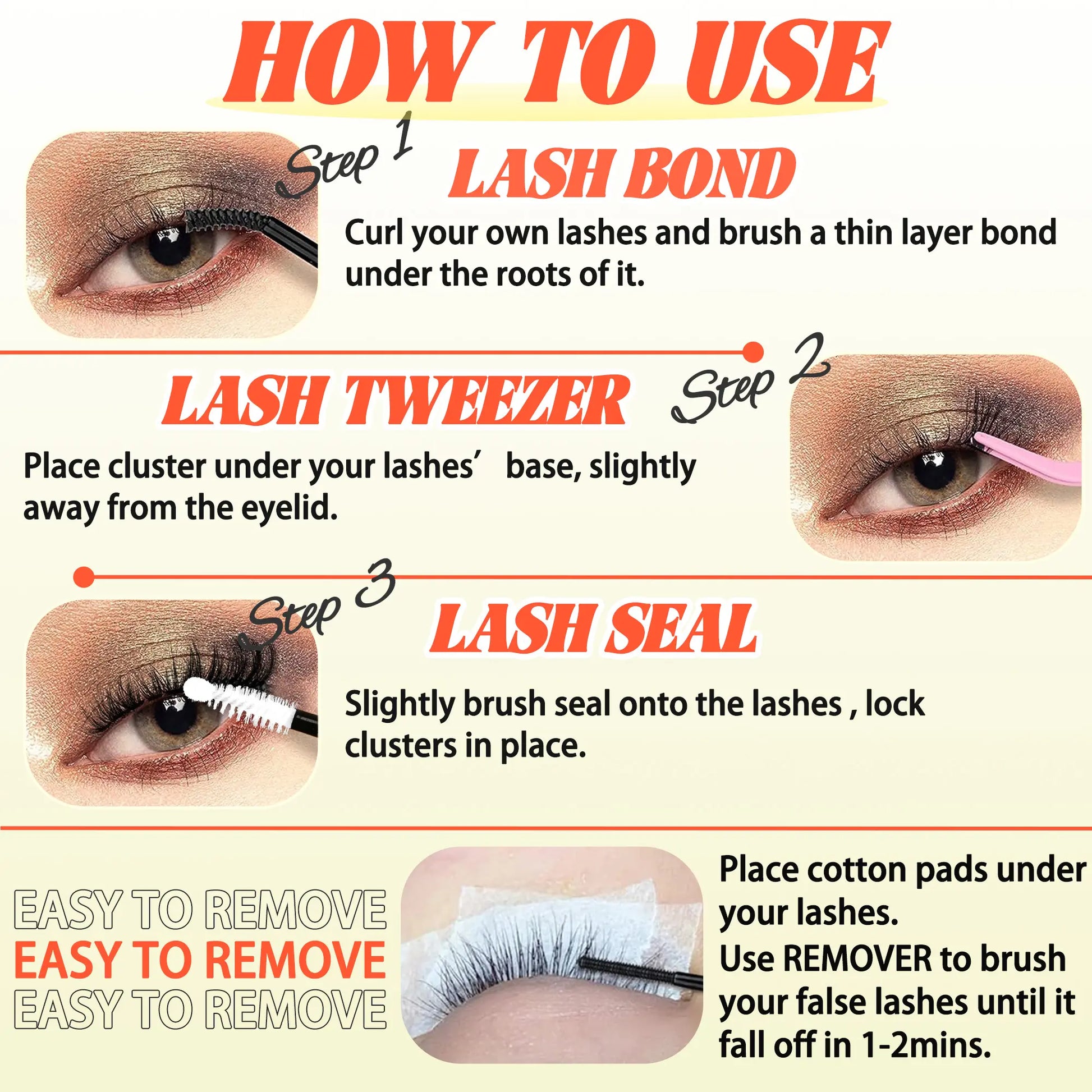 Lash Clusters Kit Natural Individual Lashes Wispy Eyelash Extensions 8-16Mm DIY Lash Extension Kit Lash Bond and Seal Waterproof, Lash Applicator, Thick False Eyelashes Kit