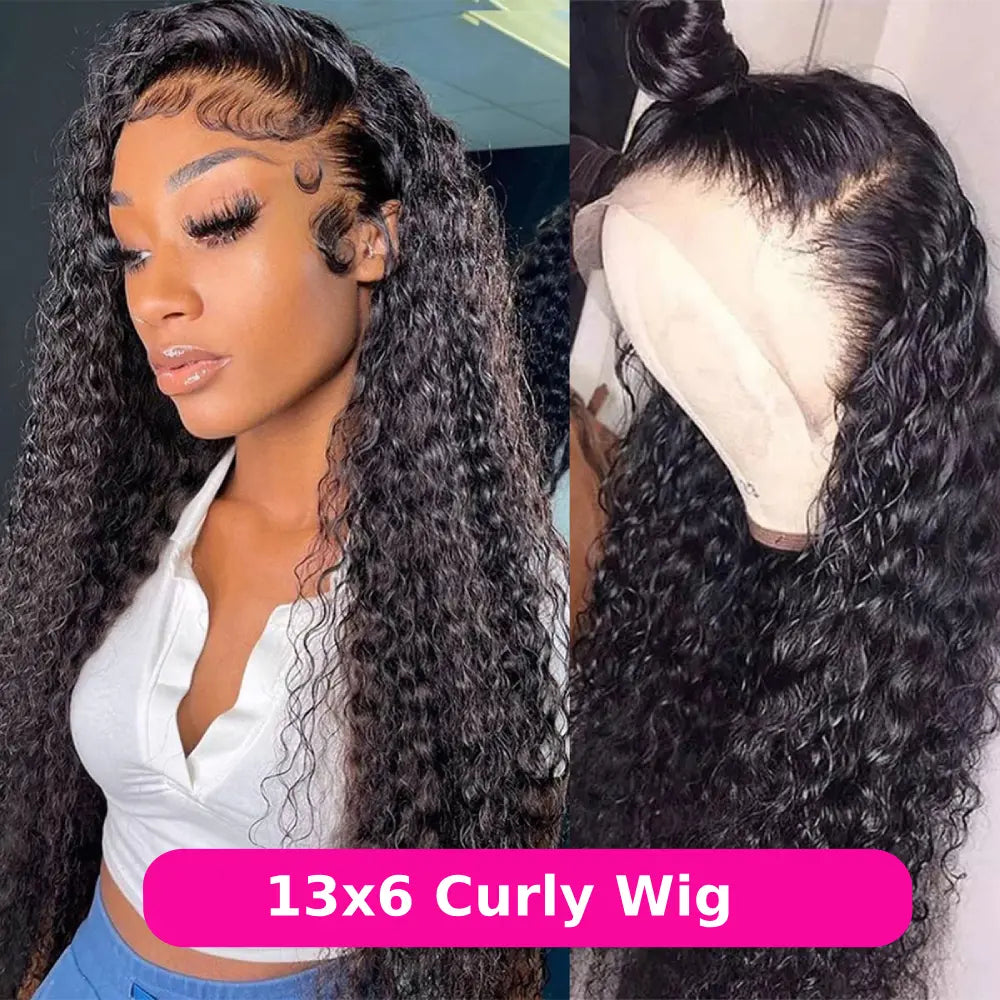 [28" = $117] 13X6 Deep Wave Lace Front Wig Human Hair 180 Density Wet and Wavy 13X4 Lace Frontal Wig Brazilian Burmese Curly Human Hair Wigs Pre Plucked Deep Curly 6X4 Glueless Wig 100% Virgin Human Hair Wigs Bling Hair Long Versatility Slight Shedding