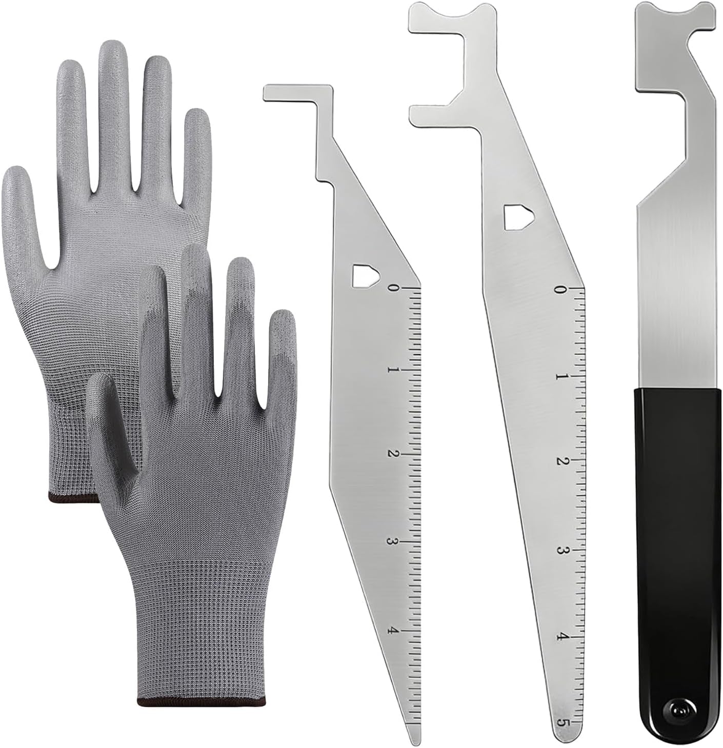 Firefighters' Door Opening Tools Multi-Purpose Kit,3 Pcs Spring Steel Pry Set,Door Lock Opener Tool for First Responders & Firefighter with Protective Gloves