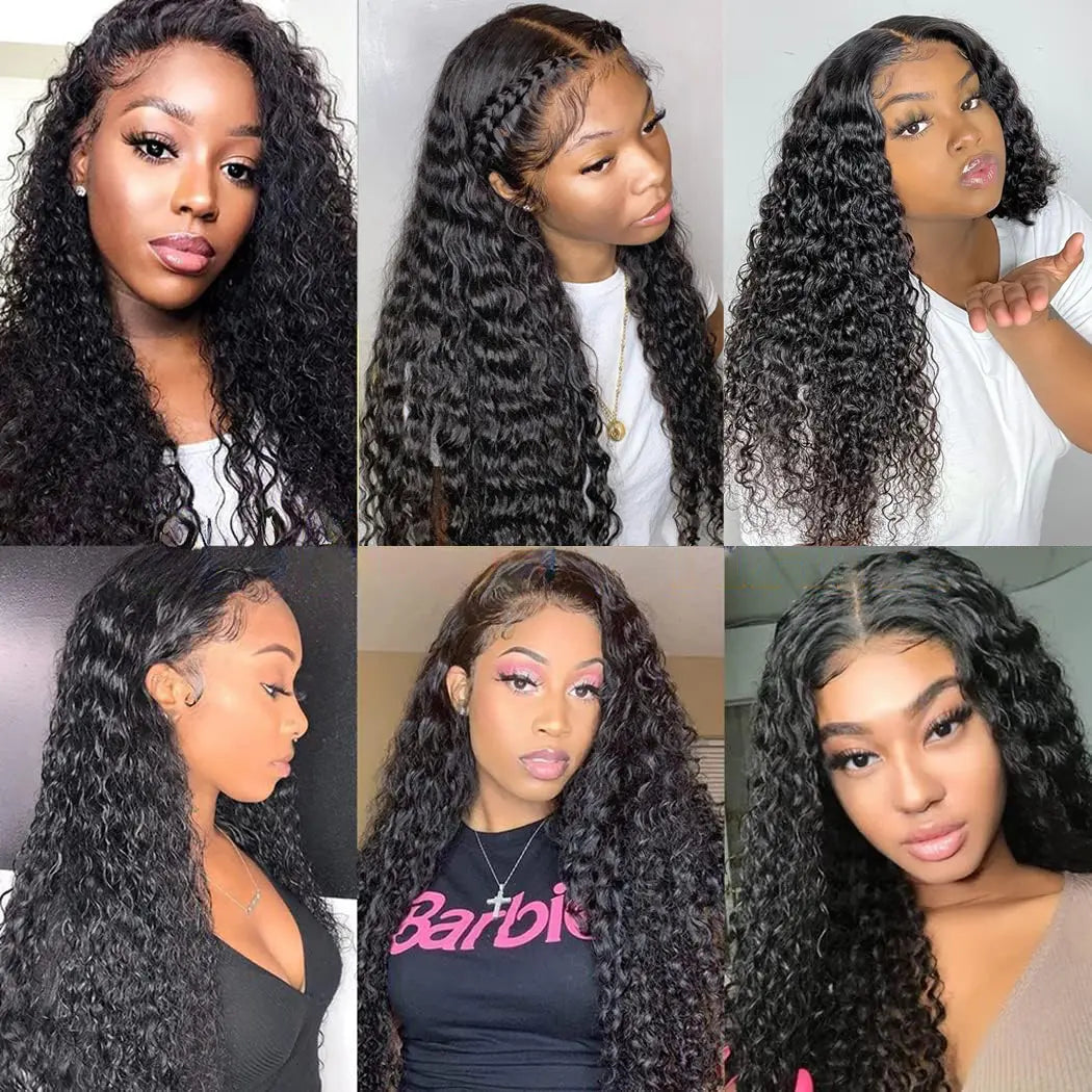 [28" = $117] 13X6 Deep Wave Lace Front Wig Human Hair 180 Density Wet and Wavy 13X4 Lace Frontal Wig Brazilian Burmese Curly Human Hair Wigs Pre Plucked Deep Curly 6X4 Glueless Wig 100% Virgin Human Hair Wigs Bling Hair Long Versatility Slight Shedding