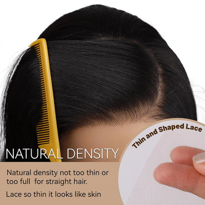 Lush Haute Synthetic Lace Front Wig 13X4 Lace Front Wigs Pre Plucked Long Straight Natural Black Wigs for Black Women 24Inch Ready to Wear Wigs with Baby Hair