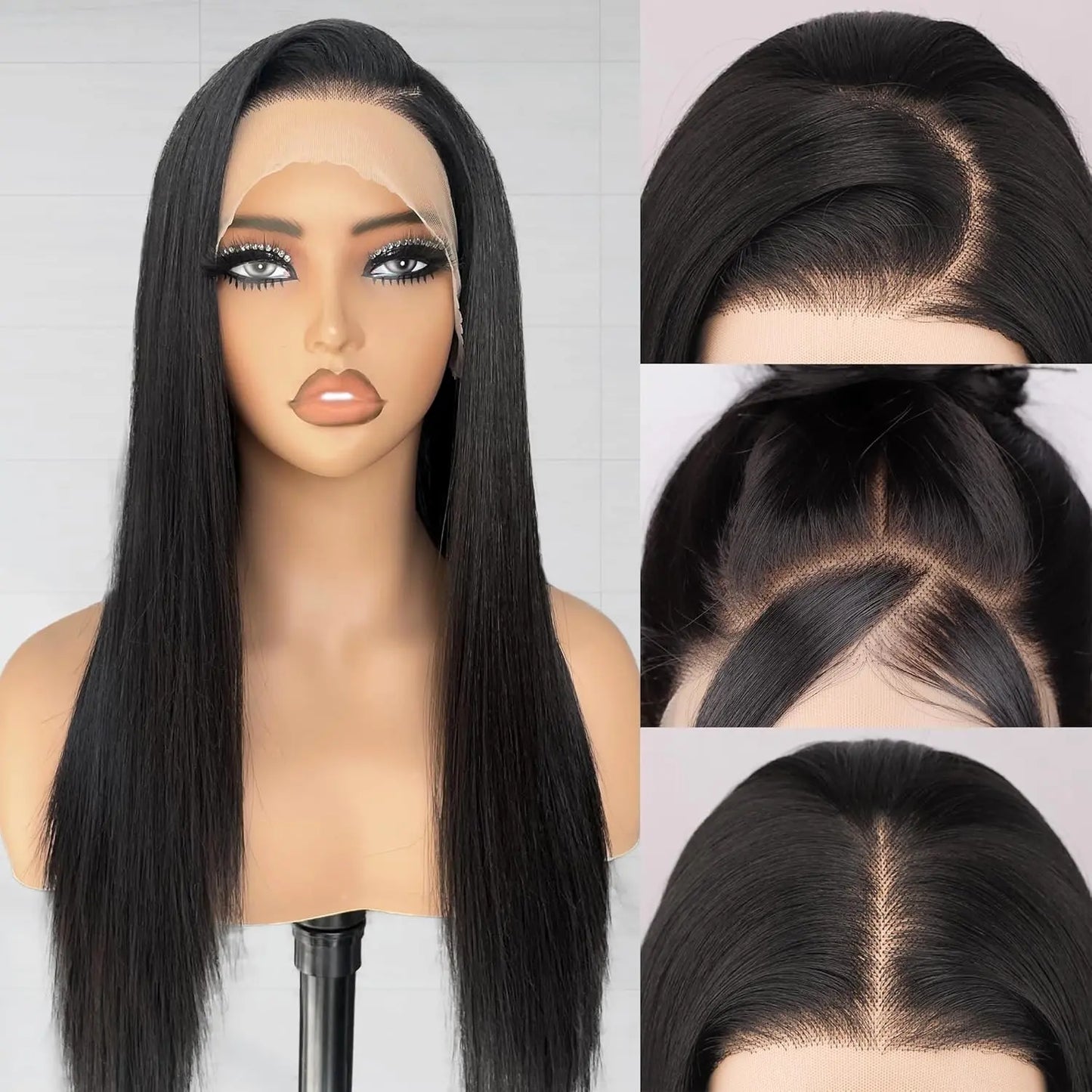 Lush Haute Synthetic Lace Front Wig 13X4 Lace Front Wigs Pre Plucked Long Straight Natural Black Wigs for Black Women 24Inch Ready to Wear Wigs with Baby Hair