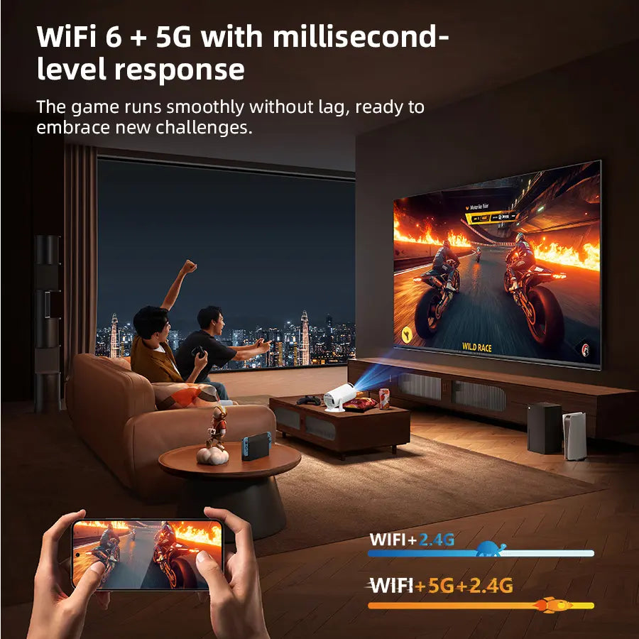 XBJ Diamond Projector 24/5G Wifi 360 Degree HD LED Multifunctional Projector with Built-In Speaker for Home Cinema Outdoor Use and 4K Decoding Ideal Holiday Gift Summerwins