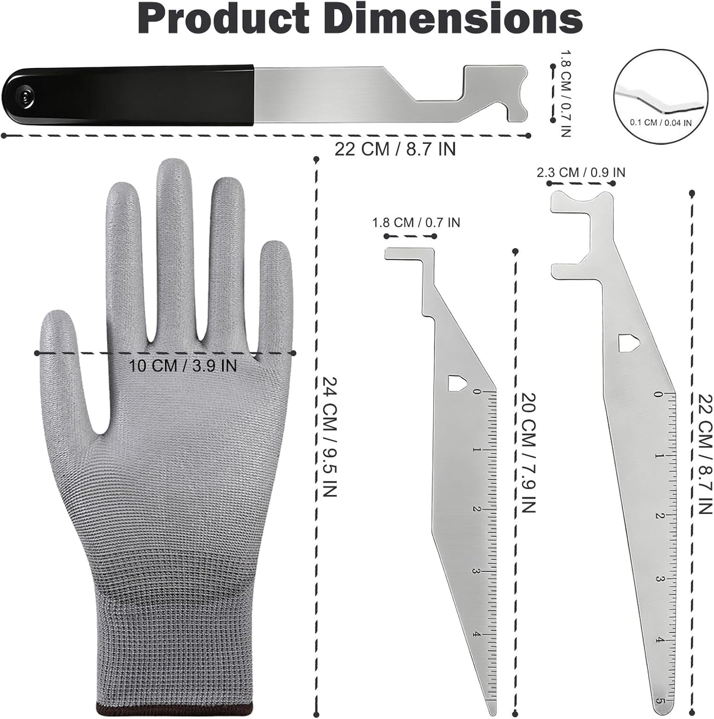 Firefighters' Door Opening Tools Multi-Purpose Kit,3 Pcs Spring Steel Pry Set,Door Lock Opener Tool for First Responders & Firefighter with Protective Gloves