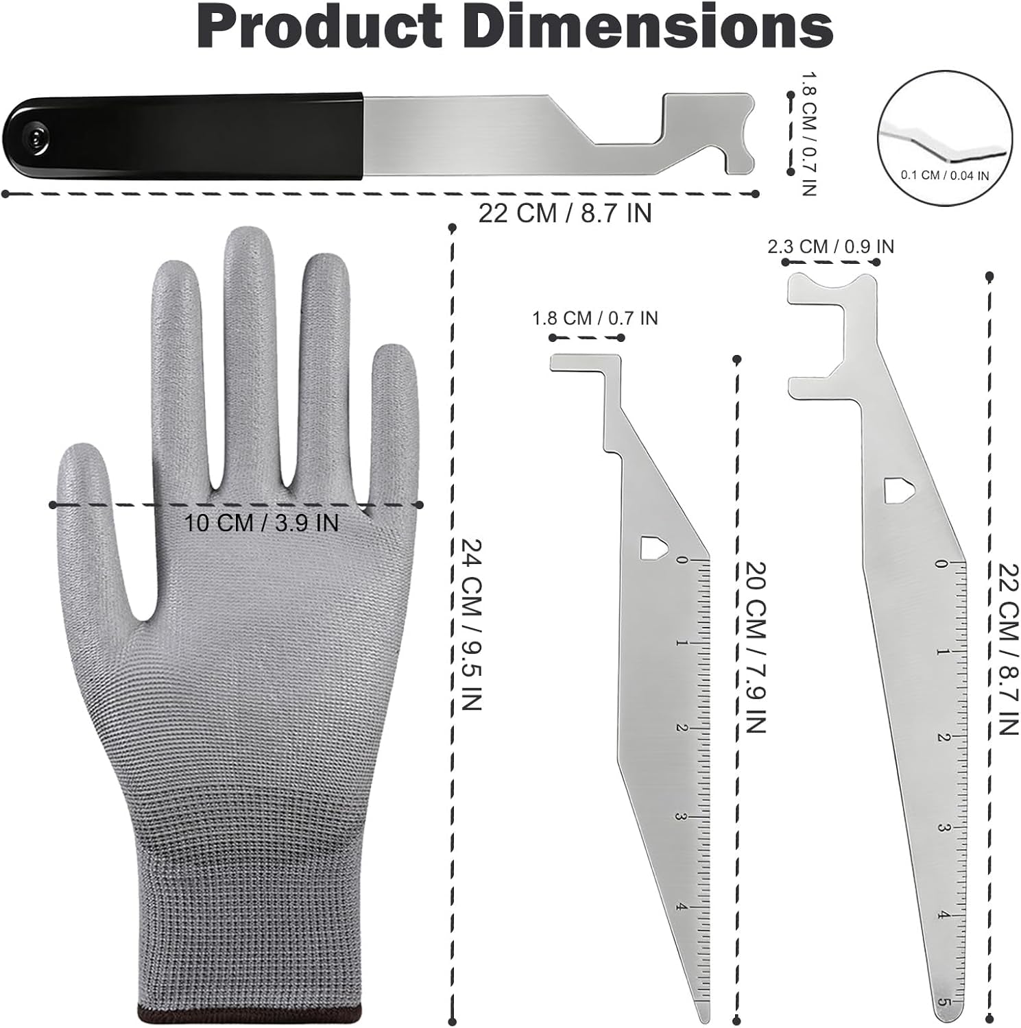 Firefighters' Door Opening Tools Multi-Purpose Kit,3 Pcs Spring Steel Pry Set,Door Lock Opener Tool for First Responders & Firefighter with Protective Gloves