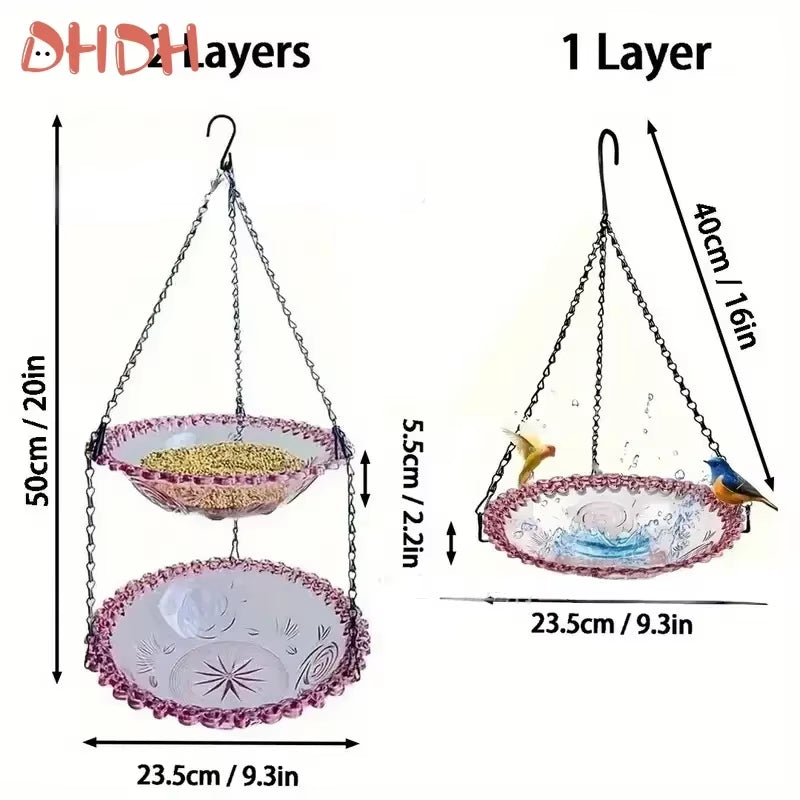 New Bird Flower Shaped Hanging Bird Feeder Birdbath for Garden Yard Farm Supplies Hummingbird Feeder Supplies Birdbath Bird Bath