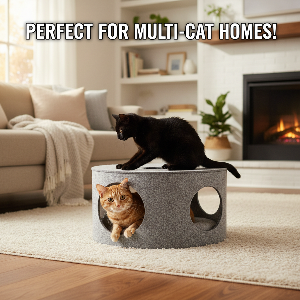 Donut Cat Tunnel Bed Pets House Natural Felt Pet Cat Cave Interactive Toys rounds