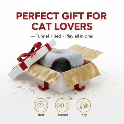 Donut Cat Tunnel Bed Pets House Natural Felt Pet Cat Cave Interactive Toys rounds