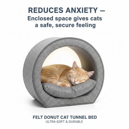 Donut Cat Tunnel Bed Pets House Natural Felt Pet Cat Cave Interactive Toys rounds