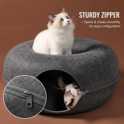Donut Cat Tunnel Bed Pets House Natural Felt Pet Cat Cave Interactive Toys rounds